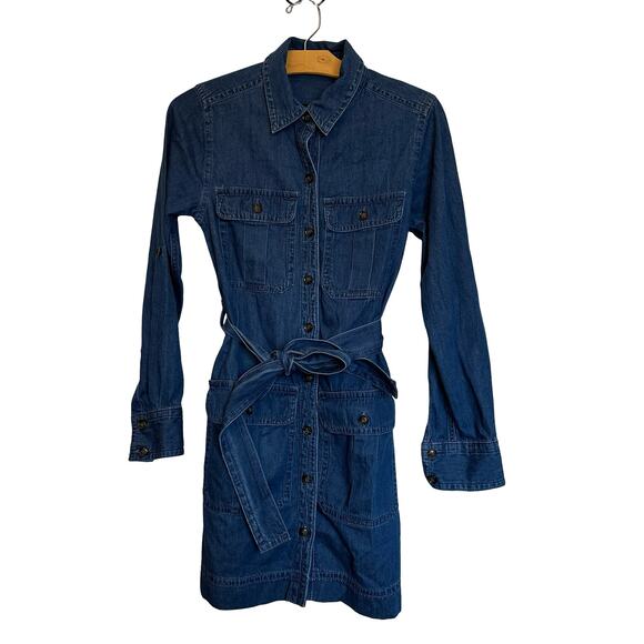 Banana Republic Heritage Expedition Shirt Dress Utility Denim Long Sleeve XS - Picture 1 of 10